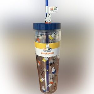 Magenta Miffy Tumbler with Straw - Blue and Yellow